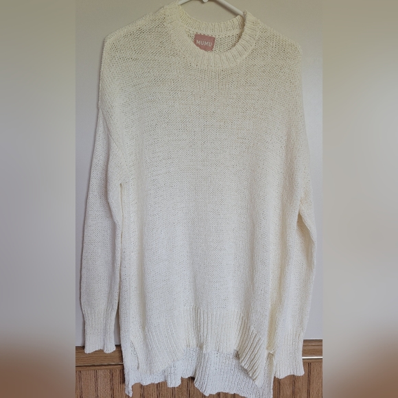 Show Me Your MuMu Women's Oversized Anya Sweater Cream Knit Size XS - Picture 2 of 5